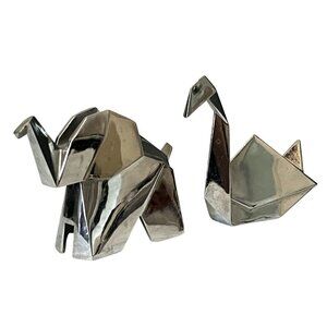 Umbra Origami Silver Toned Ring Holders Elephant Swan